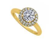 Fine Jewelry Vault UBNR50533AGVYCZ CZ Halo Engagement Ring 18K Yellow Gold Vermeil 0.66 CT TGW