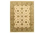 EORC 8996 7.83 x 10.08 ft. One Of A Kind Beige Hand Knotted Wool Silk Flower Jaipur Rug
