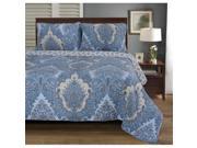 Impressions by Luxor Treasures QUILT WAVE FQ BLU Waverly 3 Piece Full Queen 100% Cotton Quilt Set Blue
