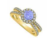 Fine Jewelry Vault UBNR50531Y14DTZ December Birthstone Tanzanite Diamond Engagement Ring With 14K Yellow Gold 69 Stones
