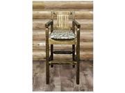MontanaWoodworks MWHCBSWCASSLWILD Homestead Collection Captains Barstool with Upholstered Seat Wildlife Pattern Stain Lacquer 44 x 24 x 18 in.