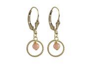 Dlux Jewels Peach 4 mm Semi Precious Ball 8 mm Braided Ring with 27.5 mm Long Gold Filled Lever Back Earrings