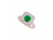 Fine Jewelry Vault UBUNR84586EAGVRCZE CZ Emerald Engagement Ring in 14K Rose Gold Vermeil 8 Stones