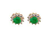 Fine Jewelry Vault UBUER1191AGVYCZE CZ Emerald Floral Stud Earrings 5 CT TGW 24 Stones