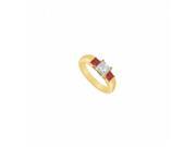 Fine Jewelry Vault UBJ546Y14DRR 101RS7 Three Stone Diamond Ruby Ring 14K Yellow Gold 0.33 CT Size 7