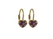 Dlux Jewels 15 mm Enamel Purple Heart with Pink Dots Gold Plated Brass Lever Back Earrings