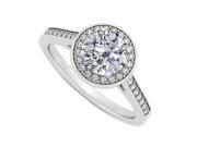Fine Jewelry Vault UBNR84045AGCZ CZ Halo Engagement Ring in Sterling Silver