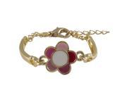 Dlux Jewels 4.5 in. Pink Multi Enamel 14 mm Flower Gold Plated Brass Bangle Bracelet