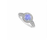 Fine Jewelry Vault UBUNR83267W14CZTZ CZ Tanzanite Halo Engagement Ring in 14K White Gold 1 CT TGW Anniversary Jewelry Gift 2 Stones