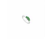 Fine Jewelry Vault UBUJ2374AGE Created Emerald Three Stone Ring in Sterling Silver 2 CT