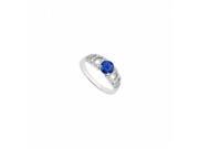 Fine Jewelry Vault UBJS3315AW14DS 14K White Gold Engagement Ring With Natural Blue Sapphire Diamond 1 CT TGW 48 Stones