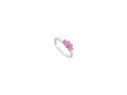 Fine Jewelry Vault UBUJ2374AGPS Created Pink Sapphire Three Stone Ring in Sterling Silver 2 CT