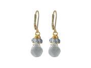 Dlux Jewels Aqua Semi Precious Stones with Gold Plated Brass Lever Back Earrings 1.42 in.