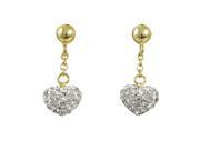 Dlux Jewels wht large Sterling Silver Gold White Shamballa Heart Earrings