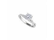 Fine Jewelry Vault UBNR84774W14CZ Criss Cross White Gold Ring With April Birthstone CZ