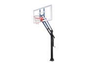 First Team Force Pro Steel Glass In Ground Adjustable Basketball System Black