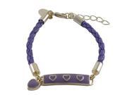 Dlux Jewels Purple Enamel Bar with Purple Hearts Purple Cord Bracelet Brass 6 x 1 in.