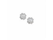 Fine Jewelry Vault UBNER40932AGCZ 1 CT Floral Design CZ Silver Earrings 2 Stones