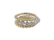 Dlux Jewels Gold Over Sterling Silver Sterling Silver 3 Ring Set with White Cubic Zirconias Size 8
