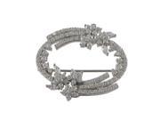 Dlux Jewels Rhodium Plated Sterling Silver White Cubic Zirconia Brooch Pin