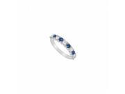 Fine Jewelry Vault UBU18B305W14CZS Created Sapphire CZ Ring in 14K White Gold 1 CT TGW 5 Stones