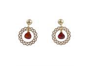 Dlux Jewels Asst Gold Filled Post Earrings with Filagree Circle Assorted Colors Teardrop Cubic Zirconia