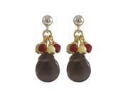 Dlux Jewels Smoky Semi Precious Stones Gold Filled Post Earrings 1 in.