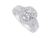Fine Jewelry Vault UBNR83760AG9X7CZ Oval CZ Halo Engagement Ring Sterling Silver 2 CT TGW