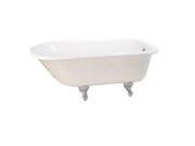 World Imports 403457 Traditional 61 in. Cast Iron Roll Top Tub Less Faucete Holes White Oil Rubbed Bronze