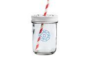 Wedding Star 4482 PAD 4483 08 Glass Mason Jar with Rose Cut in White Lid Printed White Pack of 3