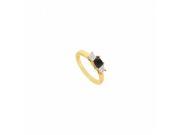 Fine Jewelry Vault UBJ921Y14200BDD 14K Yellow Gold Princess Prong Set Black White Diamond Three Stone Ring 2 CT