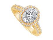 Fine Jewelry Vault UBNR84418Y149X7CZ CZ Halo Engagement Ring in 14K Yellow Gold