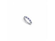 Fine Jewelry Vault UBU14WSQ300CZS230 CZ Blue Created Sapphire Eternity Band 14K White Gold 3 CT TGW 12 Stones