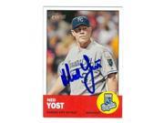 Ned Yost autographed baseball card Kansas City Royals 2012 Topps Heritage No.23