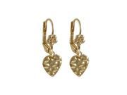 Dlux Jewels Gold Filled Hammered Heart Lever Back Earrings 0.94 in.
