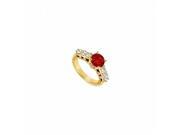 Fine Jewelry Vault UBUJ6856AGVYCZR Created Ruby CZ Engagement Ring Yellow Gold Vermeil 1 CT TGW 6 Stones