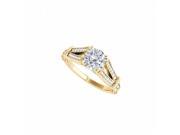 Fine Jewelry Vault UBNR50785EAGVYCZ Split Shank Design CZ Ring in 18K Yellow Gold Vermeil