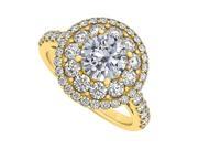Fine Jewelry Vault UBNR50661AGVYCZ CZ Halo Engagement Ring Yellow Gold Vermeil