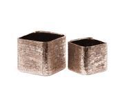 Urban Trends Collection 27517 Ceramic Square Planter Rose Gold Set of Two