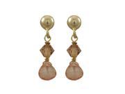 Dlux Jewels Gold Filled Post Earrings with Champagne 4 mm Swarovski Bead Champagne 5 x 5 mm Cubic Zirconia Teardrop 0.75 in.