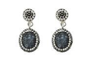 Dlux Jewels Druzy Natural Stone Post Earrings Assorted Colors Surrounded with Crystals Around 32 mm Long