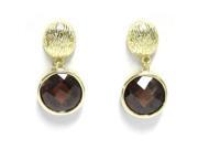 Dlux Jewels Gold Plated Brass Earrings with Round Smoke Cubic Zirconia
