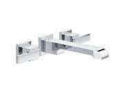 Delta Faucet 034449711098 Ara Two Handle Wall Mount Lavatory Faucet Polished Chrome