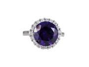 Dlux Jewels Amethyst Sterling Silver Amethyst Round Cubic Zirconia Ring Size 8