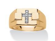 Palm Beach Jewelry 5680810 Mens Diamond Accent Religious Cross Ring 14k Gold Over Sterling Silver Size 10