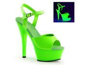 Pleaser KISS209UV_NGN_M 11 1.75 in. Platform Ankle Strap Sandal with Neon UV Reactive Lime Green Size 11