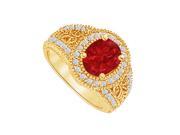 Fine Jewelry Vault UBUNR83069Y149X7CZR Ruby CZ Filigree Design Ring in 14K Yellow Gold 48 Stones