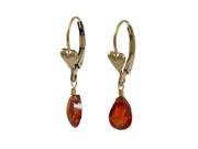 Dlux Jewels Gold Filled Heart Lever Back Earrings with Hanging Garnet 6 x 9 mm Cubic Zirconia Teardrop 1.14 in.