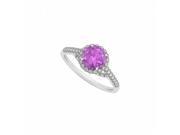 Fine Jewelry Vault UBNR83884AGCZAM Amethyst CZ Specially Designed Engagement Ring in Sterling Silver 40 Stones