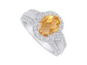 Fine Jewelry Vault UBNR83760AG9X7CZCT Oval Citrine CZ Halo Engagement Ring 2 CT 14 Stones